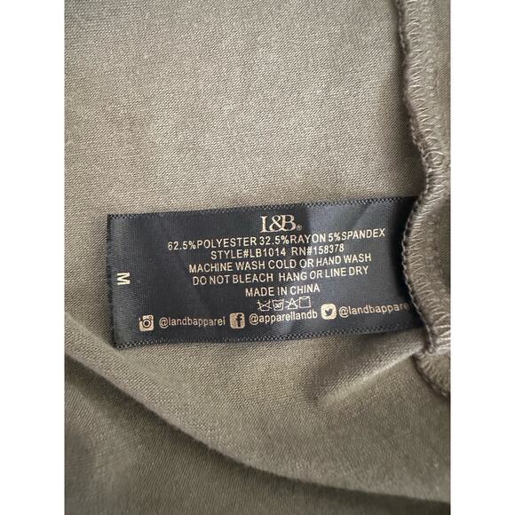 L&B Lucky & Blessed Womens Shirt Size Medium Olive Green 3/4 Sleeve Oversized - Picture 3 of 7